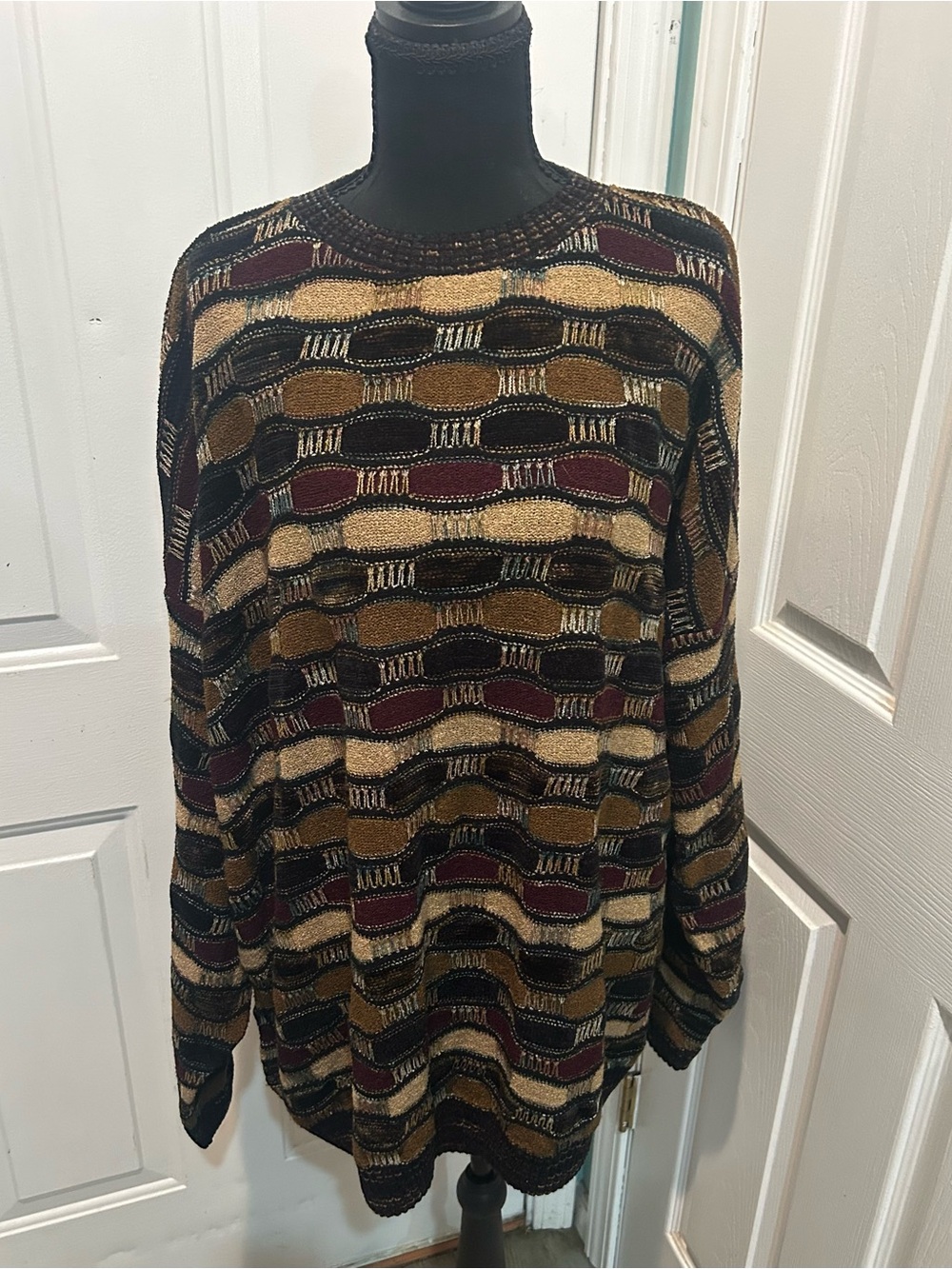 Vintage 90s Protege Collection 3D Textured Men’s Knit Sweater Coogi Style SZ 2X